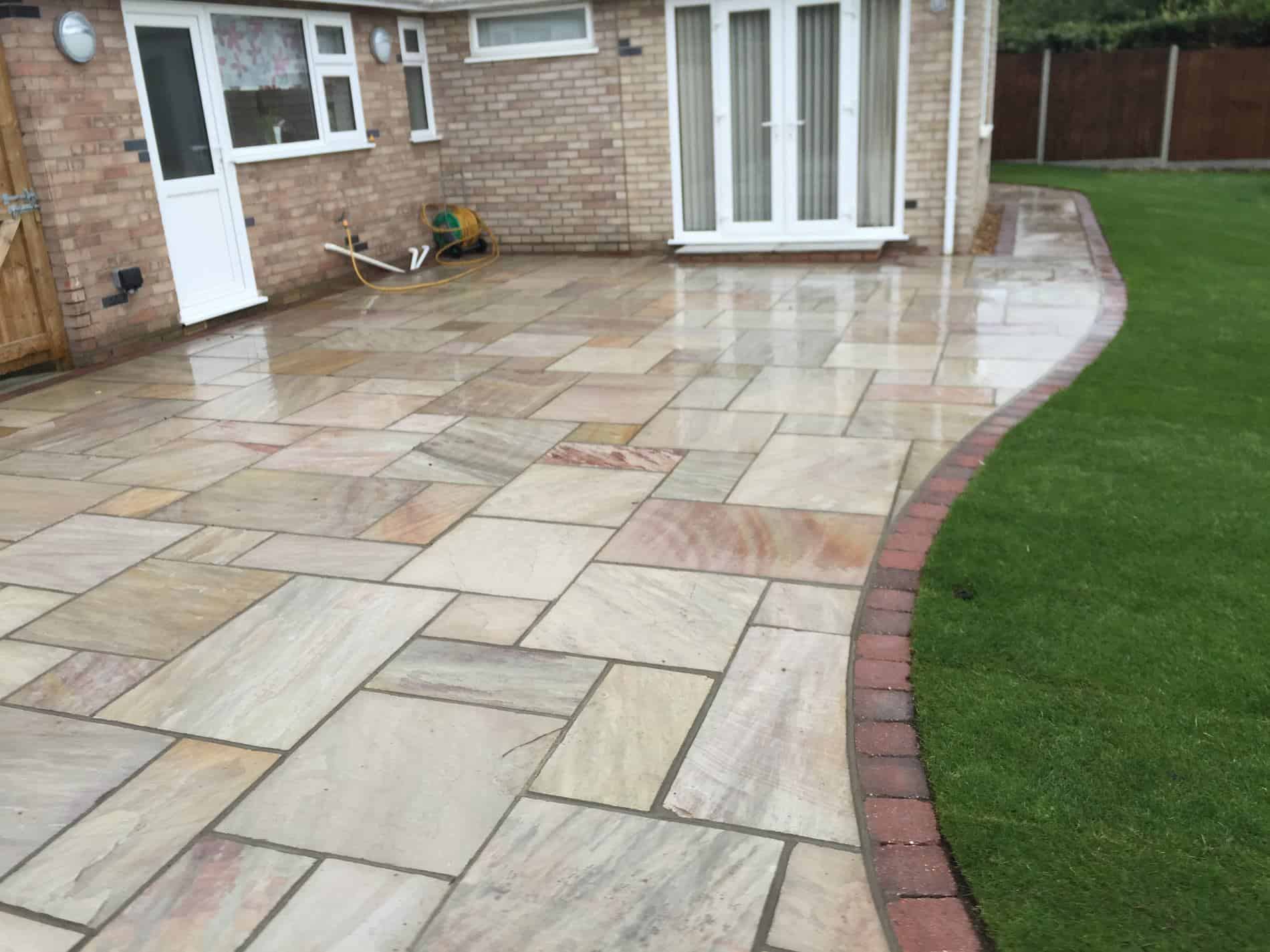 Raveena patio area with burn amber edging - Diss, Suffolk - Garden ...